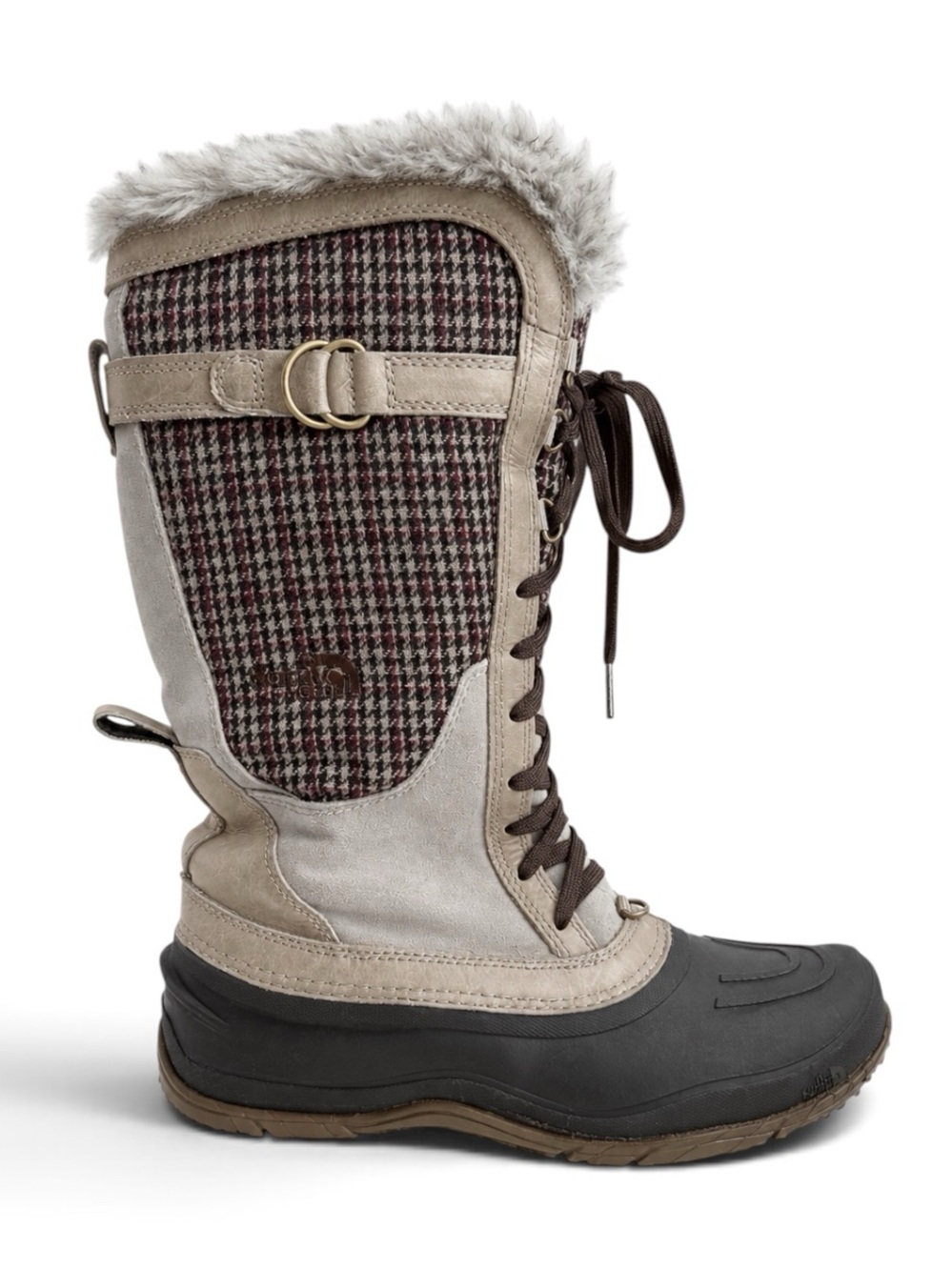 The North Face Shellista Lace Luxe Houndstooth Snow Boots Khaki Size 9